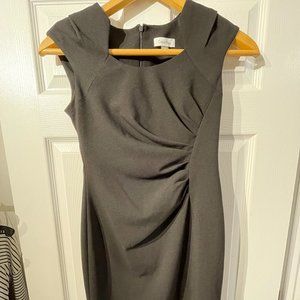 Calvin Klein Ruched Front Fitted Black Dress